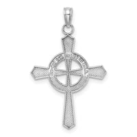 14K White Gold Beaded Celtic Cross w/ Eternity Charm-K9591W