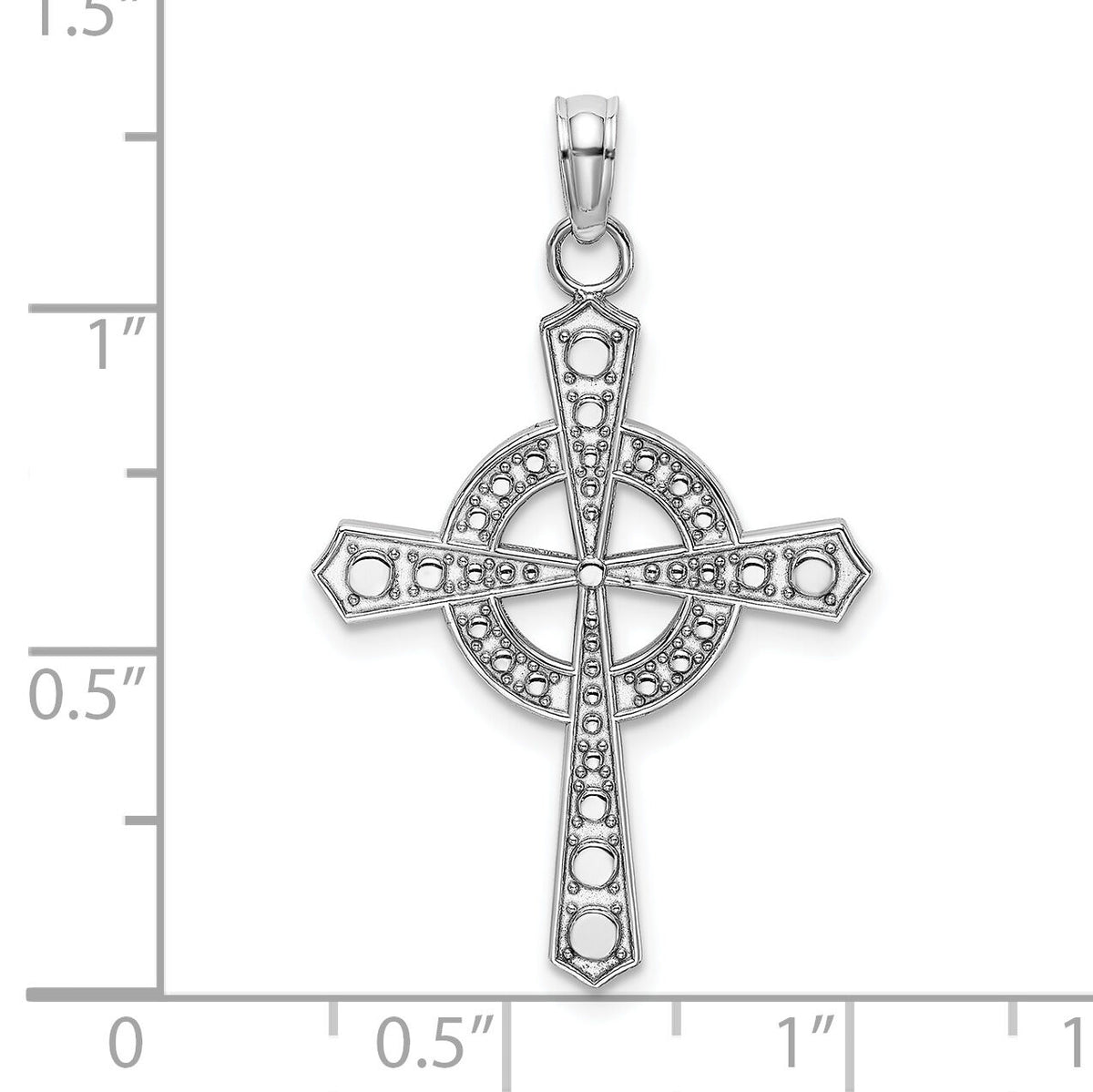 14K White Gold Beaded Celtic Cross w/ Eternity Charm-K9591W