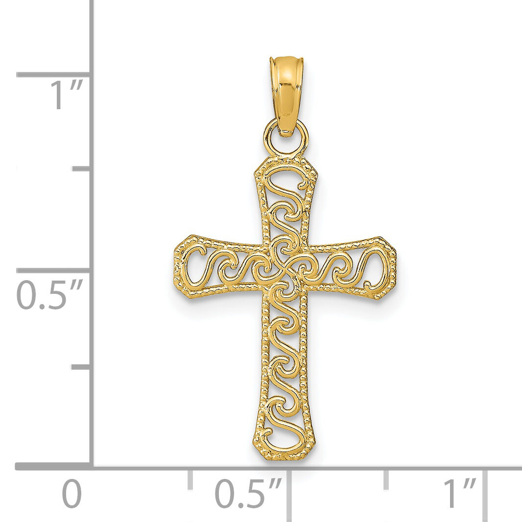 14k Fancy Cross Pendant-K9593