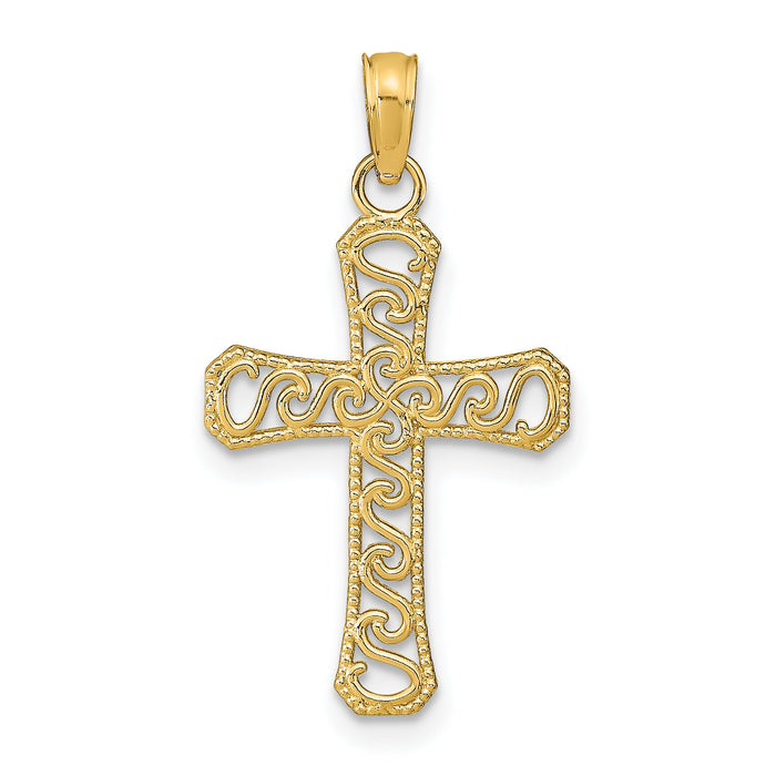 14k Fancy Cross Pendant-K9593