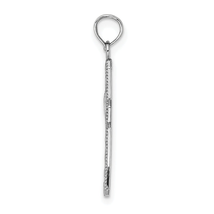 14k White Gold Fancy Cross Pendant-K9593W
