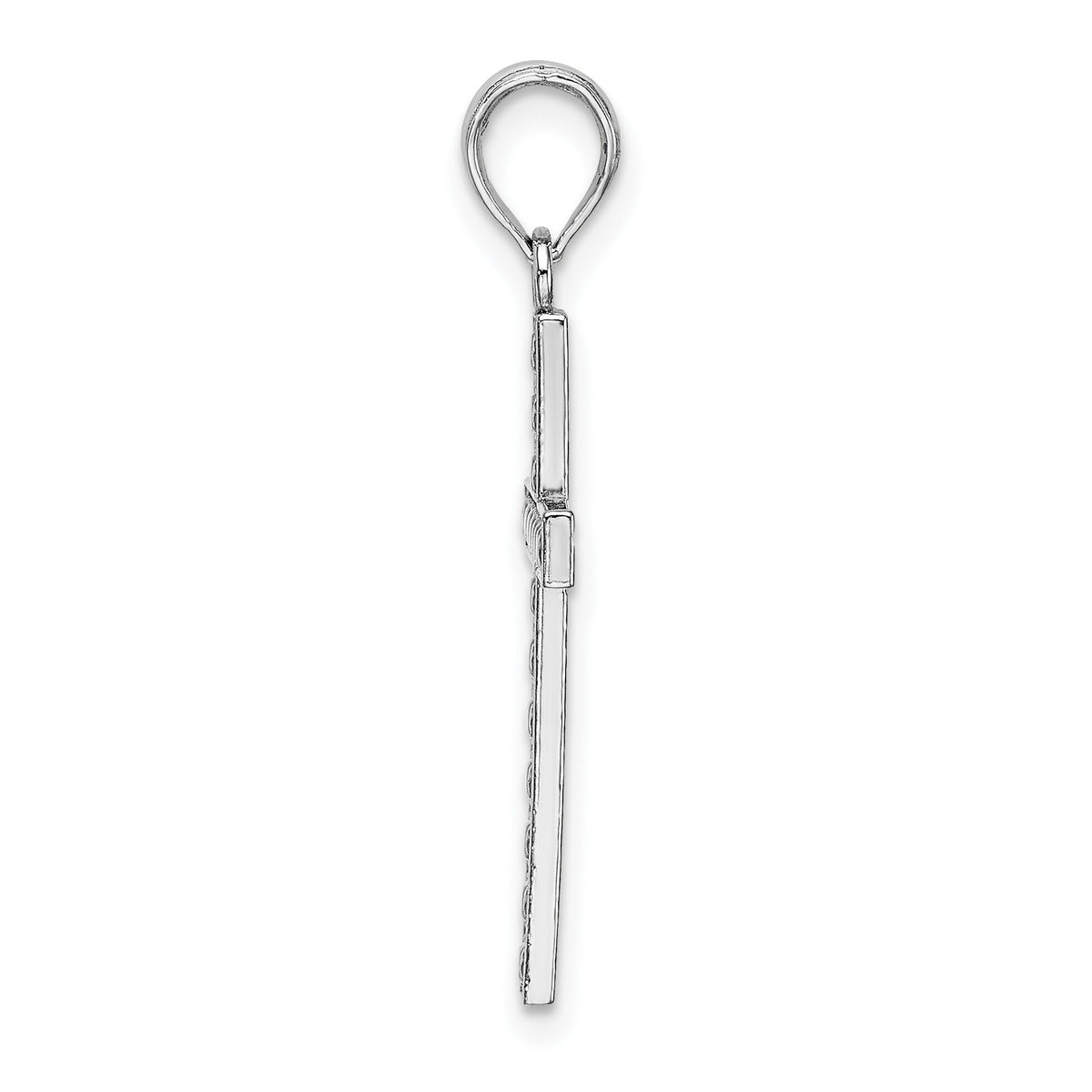 14K White Gold Beaded Block Cross Charm-K9594W
