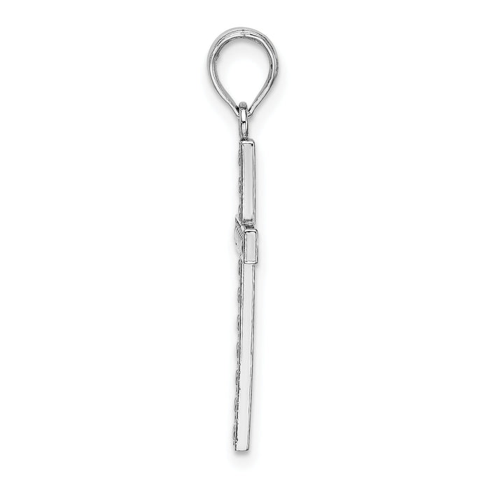14K White Gold Beaded Block Cross Charm-K9594W