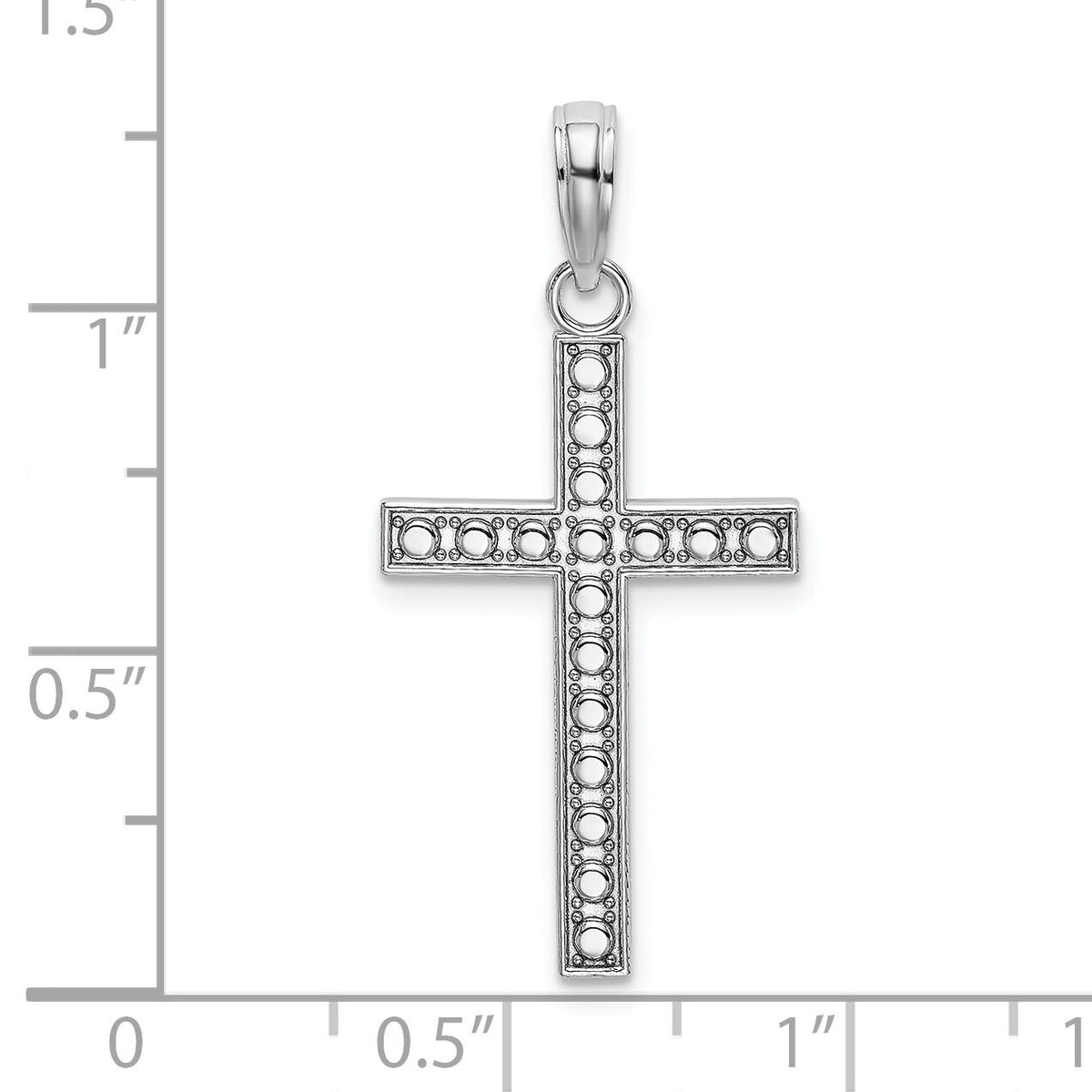 14K White Gold Beaded Block Cross Charm-K9594W