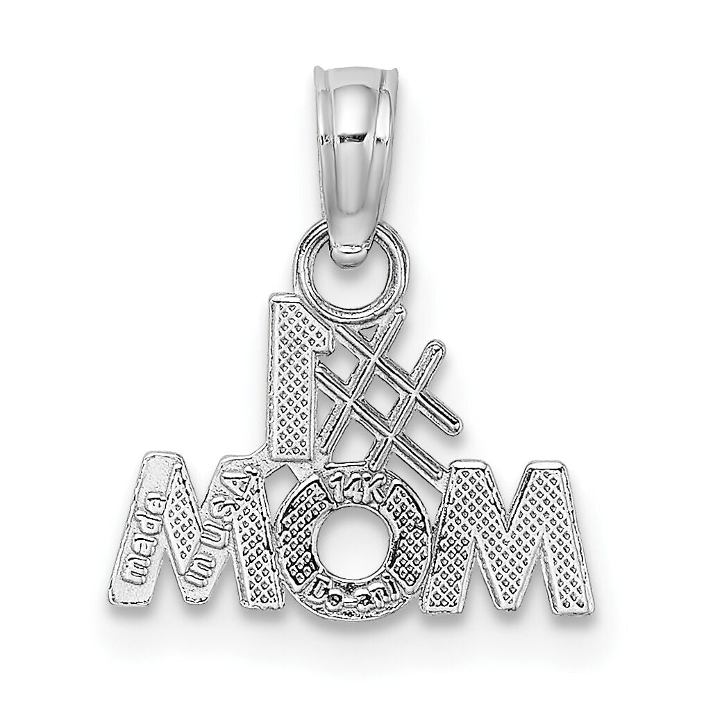 14K White Gold #1 MOM Charm-K9595W