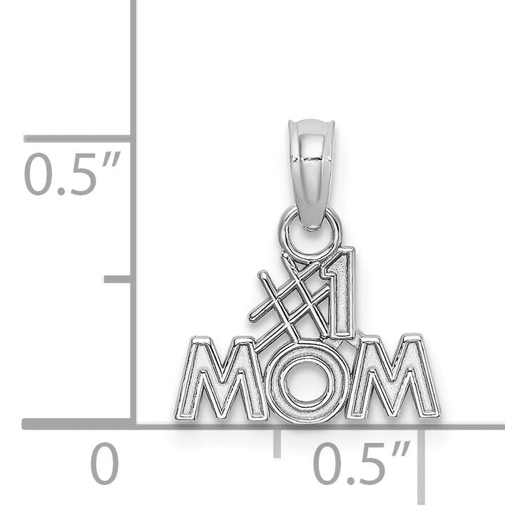 14K White Gold #1 MOM Charm-K9595W