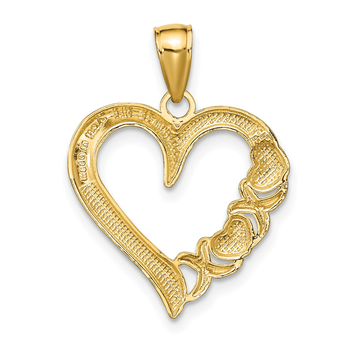 14K Polished Heart and -X- Pendant-K9596