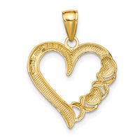 14K Polished Heart and -X- Pendant-K9596