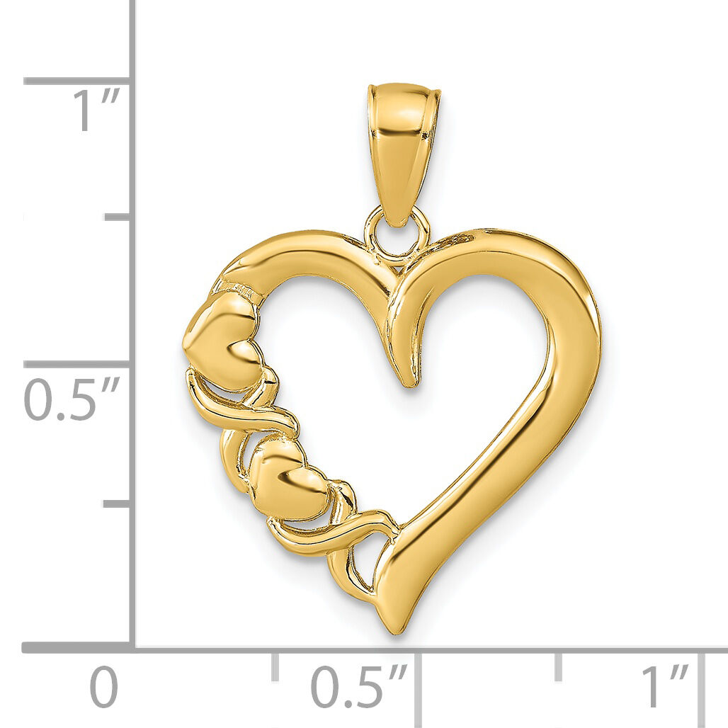 14K Polished Heart and -X- Pendant-K9596