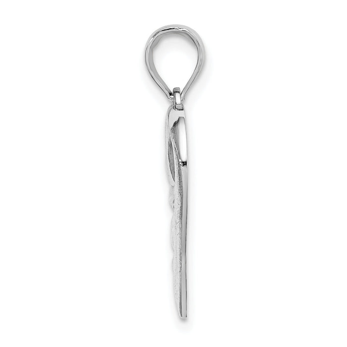 14K White Gold Polished  - X- Heart Charm-K9596W