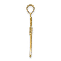 14K Textured w/Square Center Cross Pendant-K9603