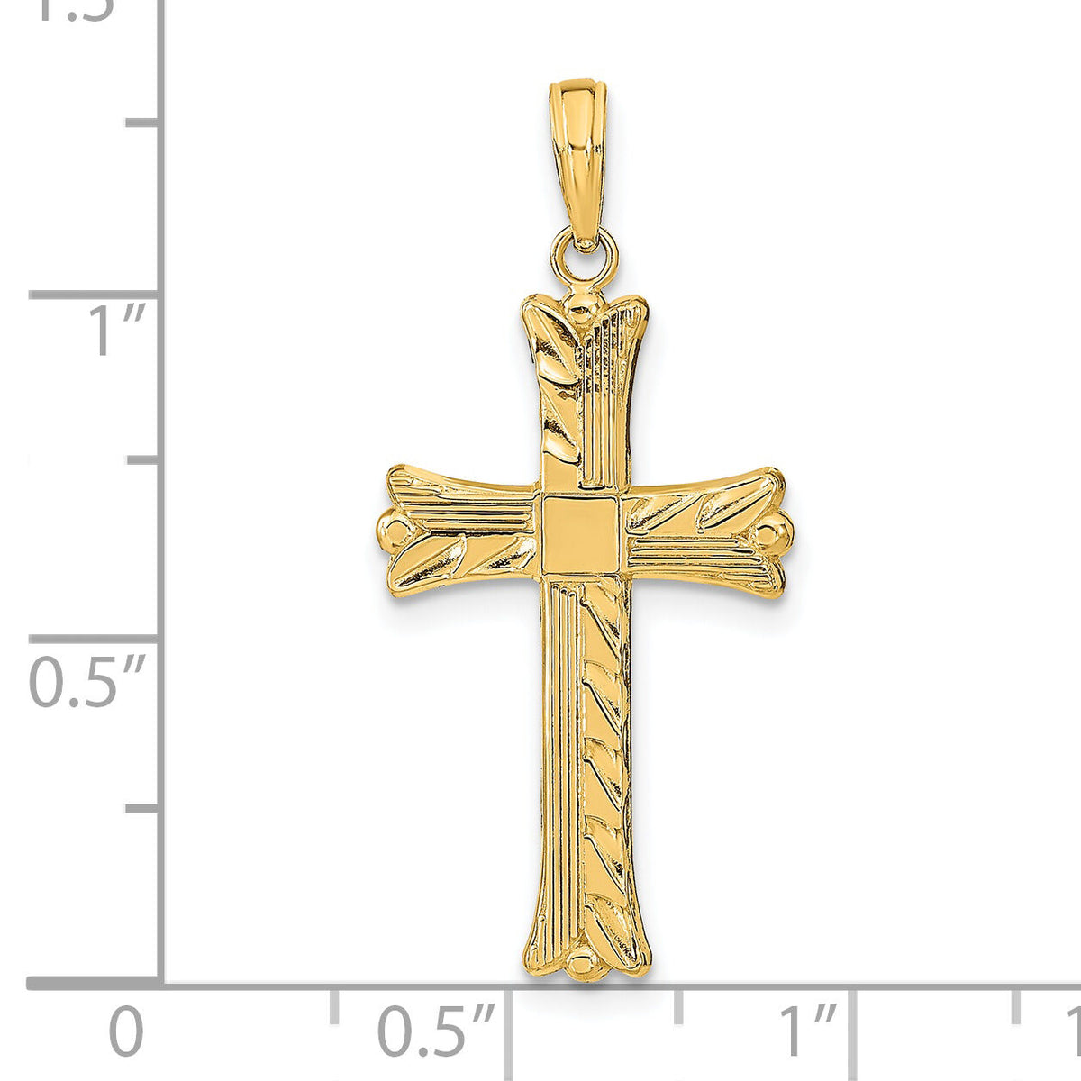 14K Textured w/Square Center Cross Pendant-K9603
