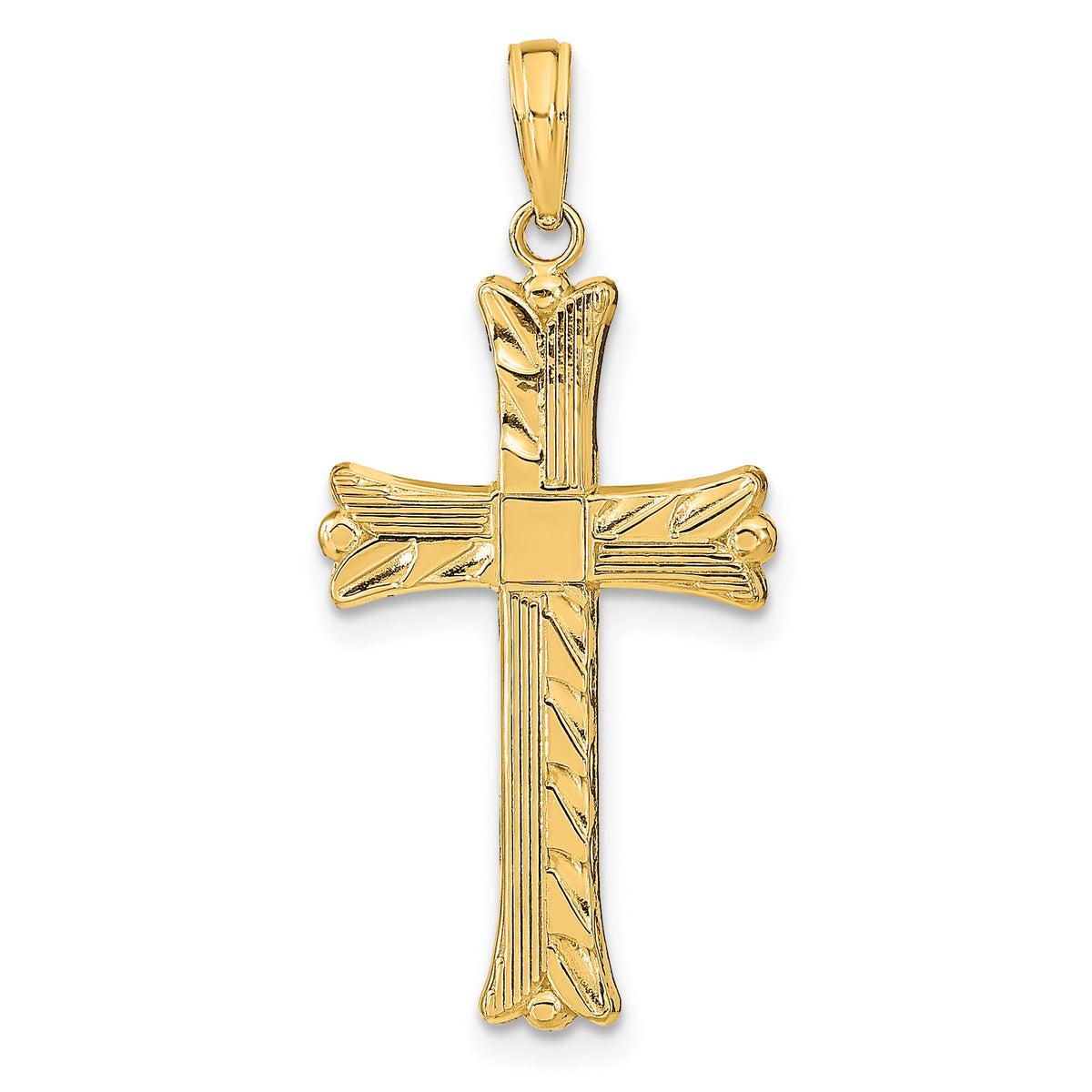 14K Textured w/Square Center Cross Pendant-K9603