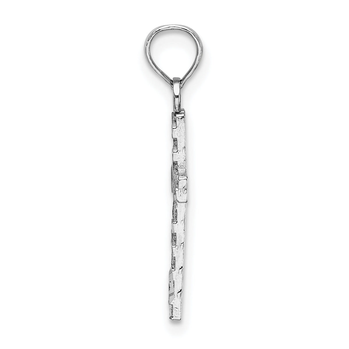 14k White Gold D/C Cross Pendant-K9640W