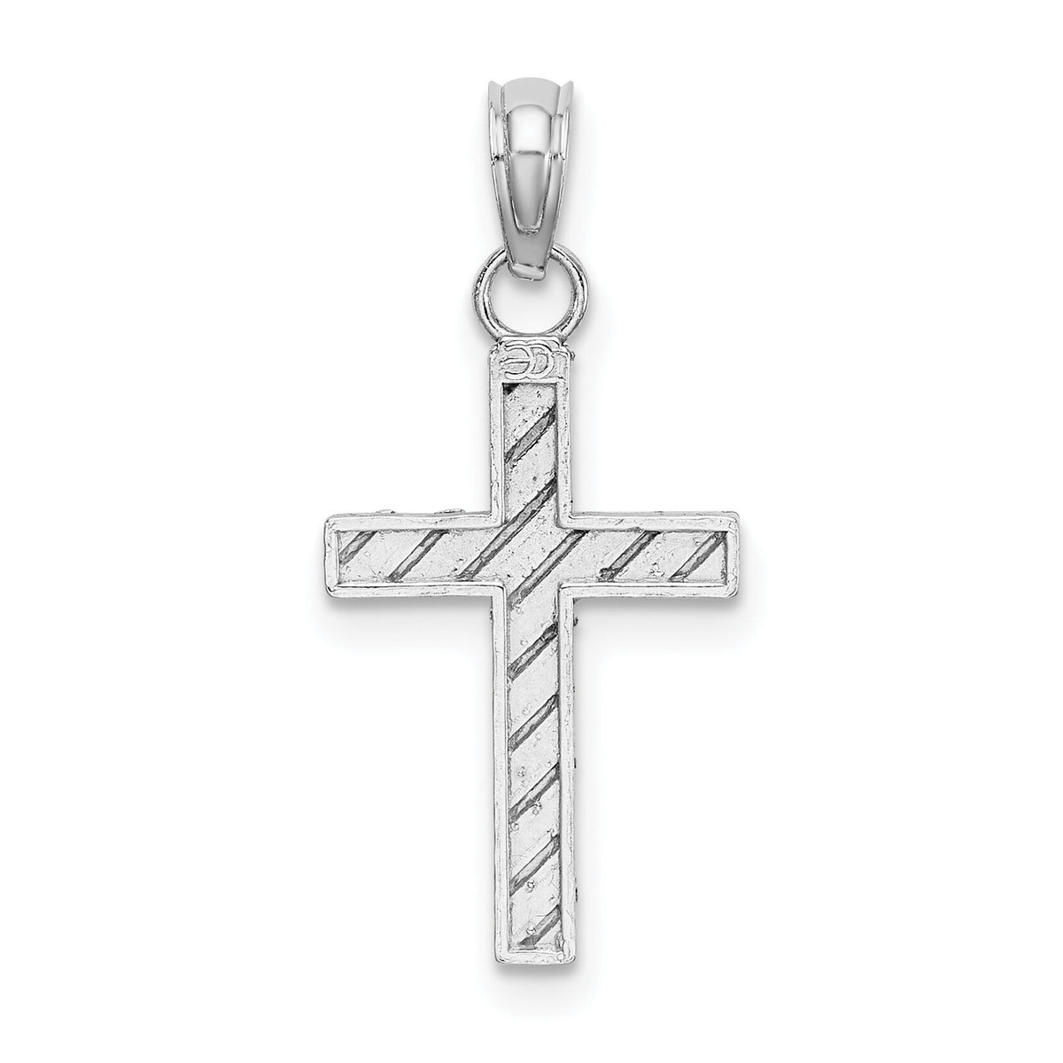 14k White Gold D/C Cross Pendant-K9640W