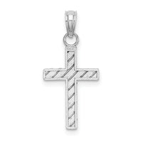 14k White Gold D/C Cross Pendant-K9640W