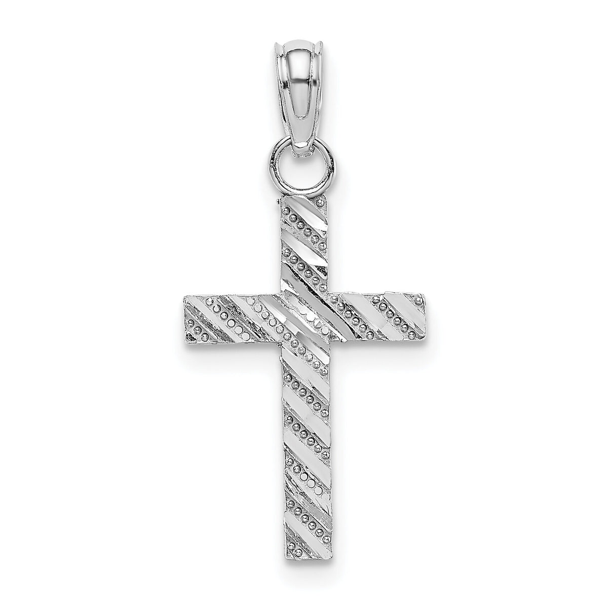 14k White Gold D/C Cross Pendant-K9640W