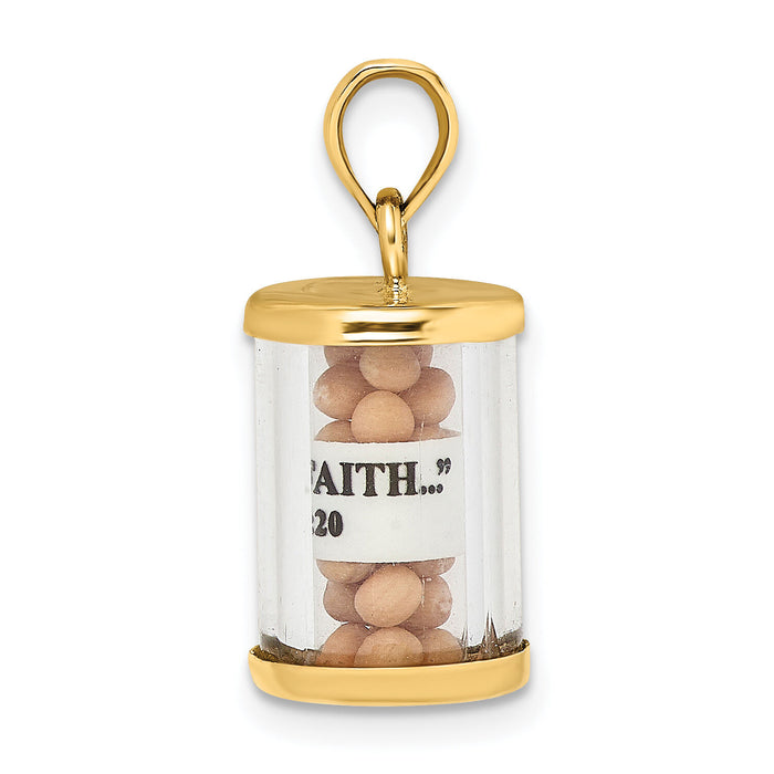 14K 3-D Mustard Seeds Matthew 17  Scroll Pendant-K9670