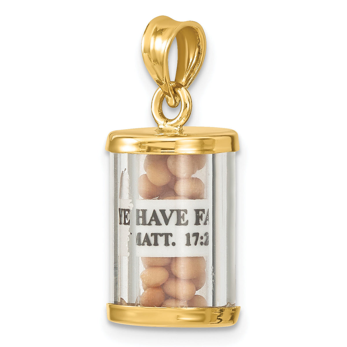 14K 3-D Mustard Seeds Matthew 17  Scroll Pendant-K9670