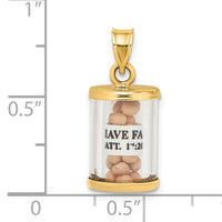 14K 3-D Mustard Seeds Matthew 17  Scroll Pendant-K9670