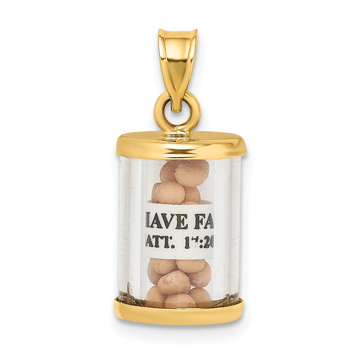 14K 3-D Mustard Seeds Matthew 17  Scroll Pendant-K9670