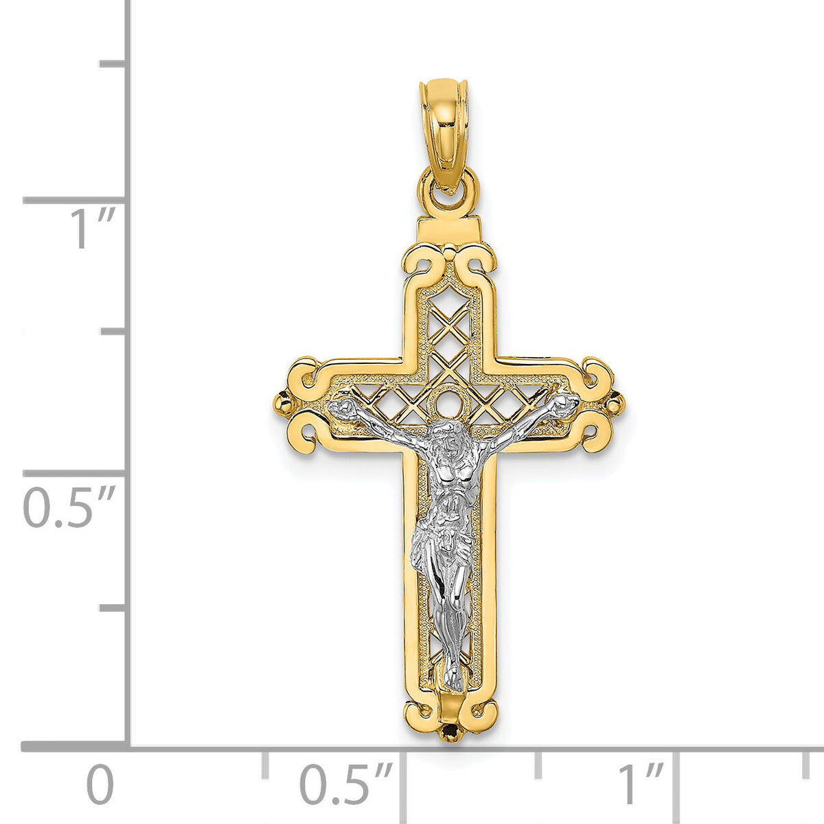 14k Two-tone Fancy Crucifix Charm-K9673