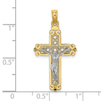14k Two-tone Fancy Crucifix Charm-K9673