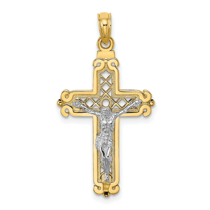 14k Two-tone Fancy Crucifix Charm-K9673