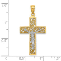 14k Two-tone Crucifix Pendant-K9675