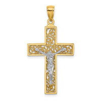 14k Two-tone Crucifix Pendant-K9675