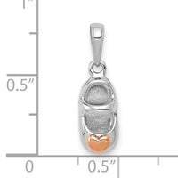 14k Two-tone White and Rose Gold Baby Shoe Charm-K9682