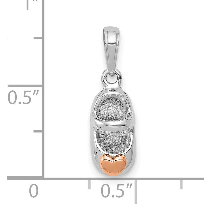14k Two-tone White and Rose Gold Baby Shoe Charm-K9682