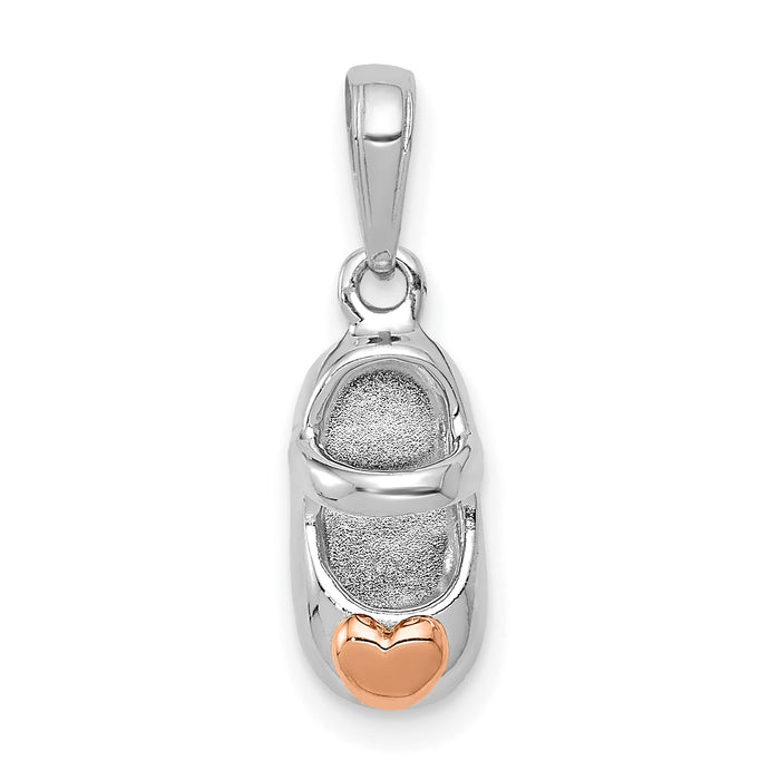14k Two-tone White and Rose Gold Baby Shoe Charm-K9682
