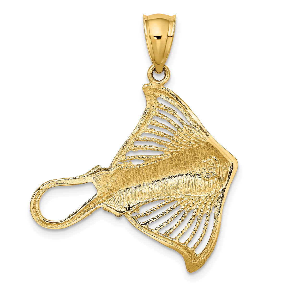 14K Polished and Cut-Out Textured Accent Stingray Charm-K9685