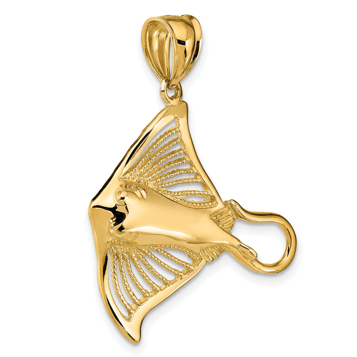 14K Polished and Cut-Out Textured Accent Stingray Charm-K9685