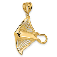 14K Polished and Cut-Out Textured Accent Stingray Charm-K9685