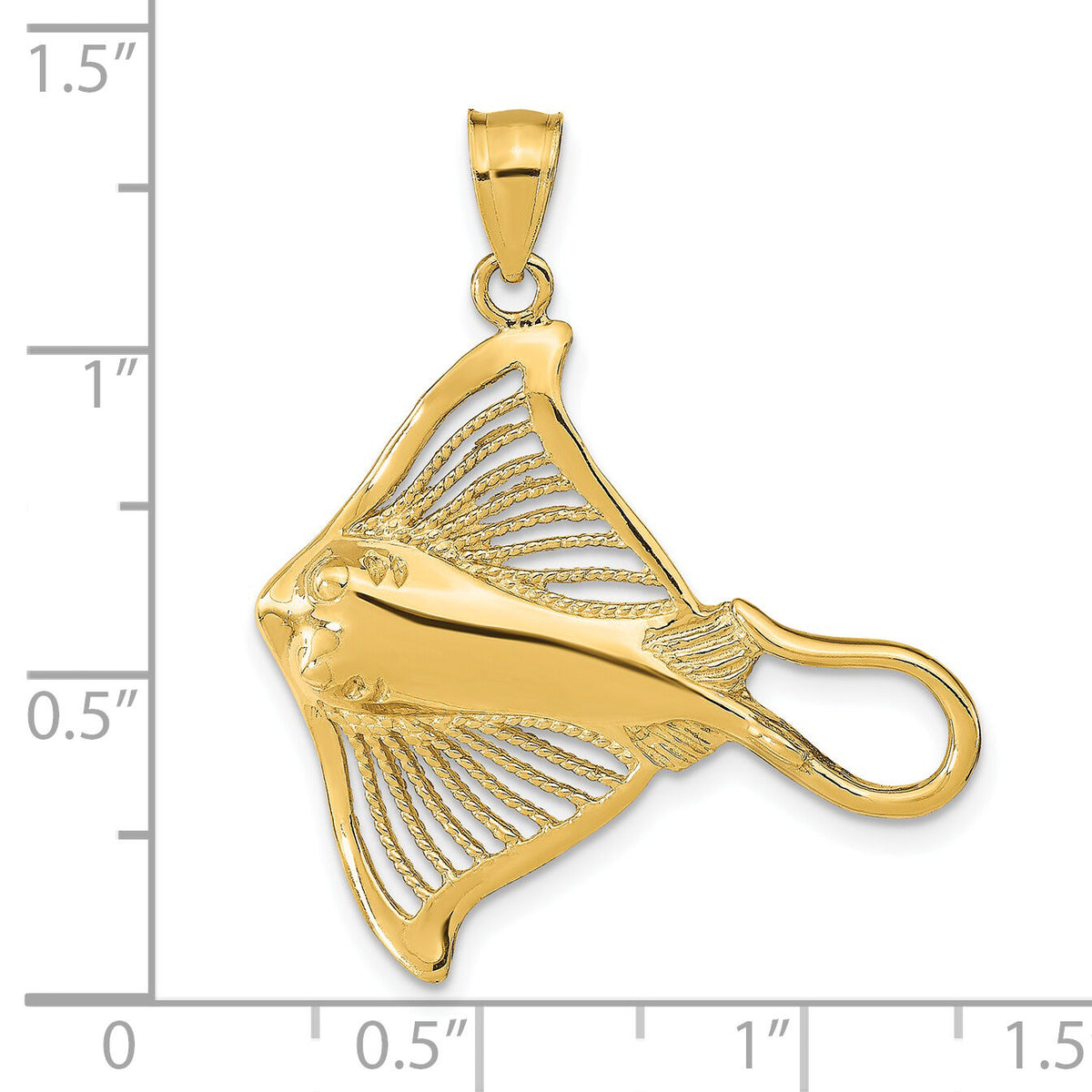 14K Polished and Cut-Out Textured Accent Stingray Charm-K9685