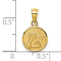 14k 10mm Engraved Angel Coin Charm-K9687