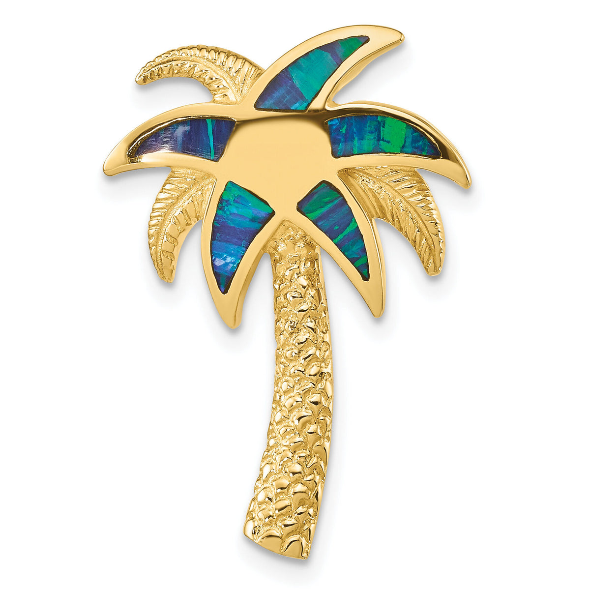 14k Lab Created Opal Palm Tree Slide-K9704
