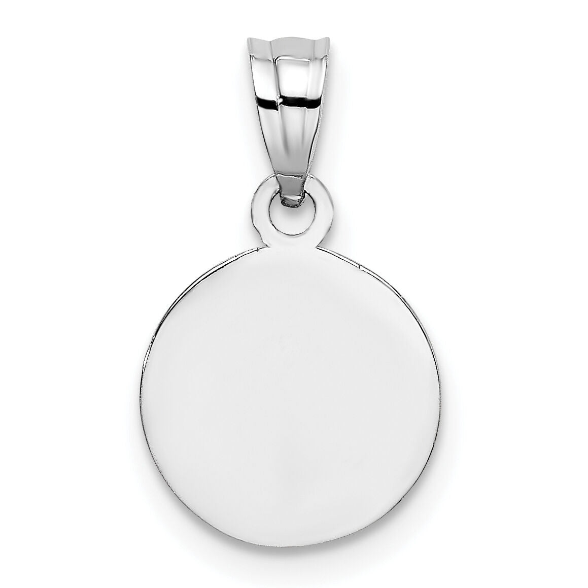 14k White Gold 10mm Engraved Angel Coin Charm-K9705