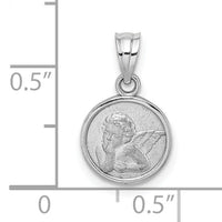 14k White Gold 10mm Engraved Angel Coin Charm-K9705