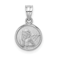 14k White Gold 10mm Engraved Angel Coin Charm-K9705
