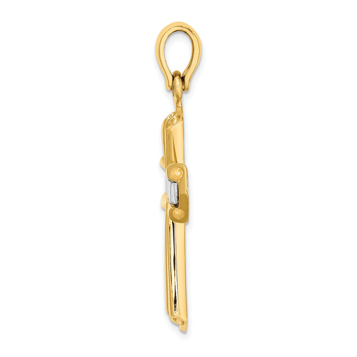 14K Two-tone Polished Cross Charm-K9717