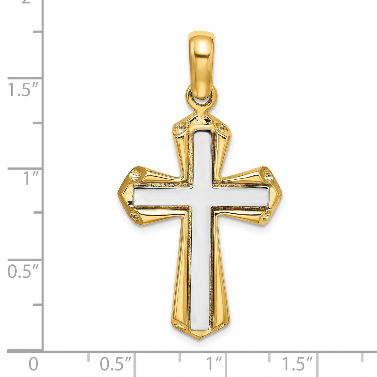 14K Two-tone Polished Cross Charm-K9717