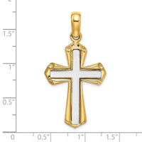 14K Two-tone Polished Cross Charm-K9717
