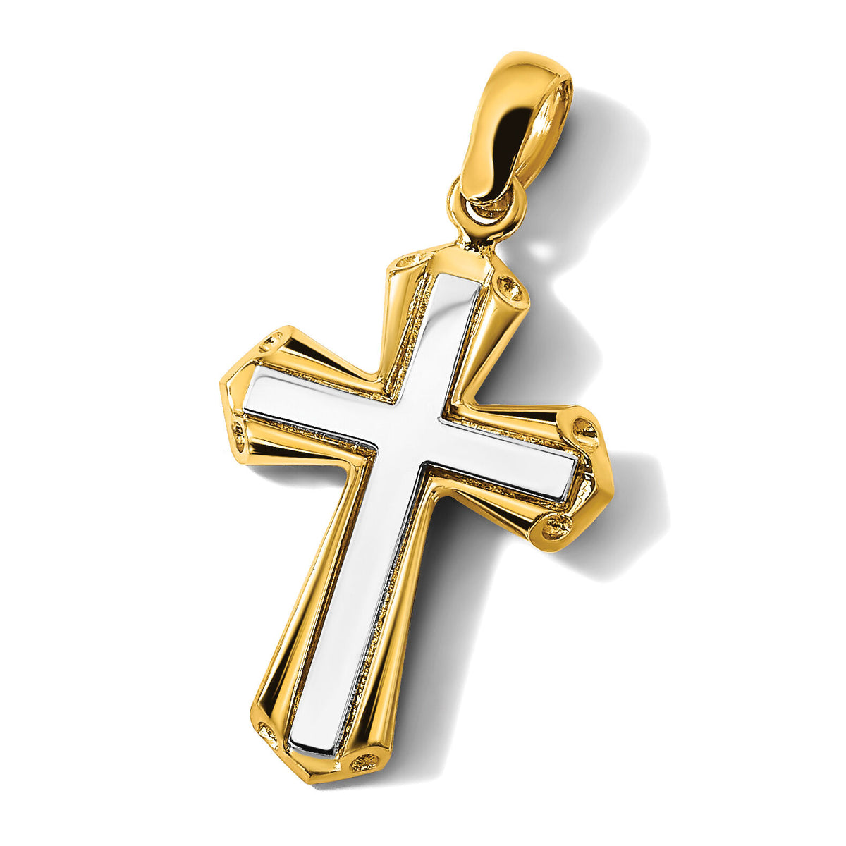 14K Two-tone Polished Cross Charm-K9717