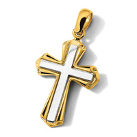 14K Two-tone Polished Cross Charm-K9717