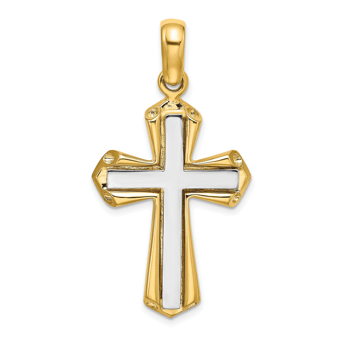 14K Two-tone Polished Cross Charm-K9717