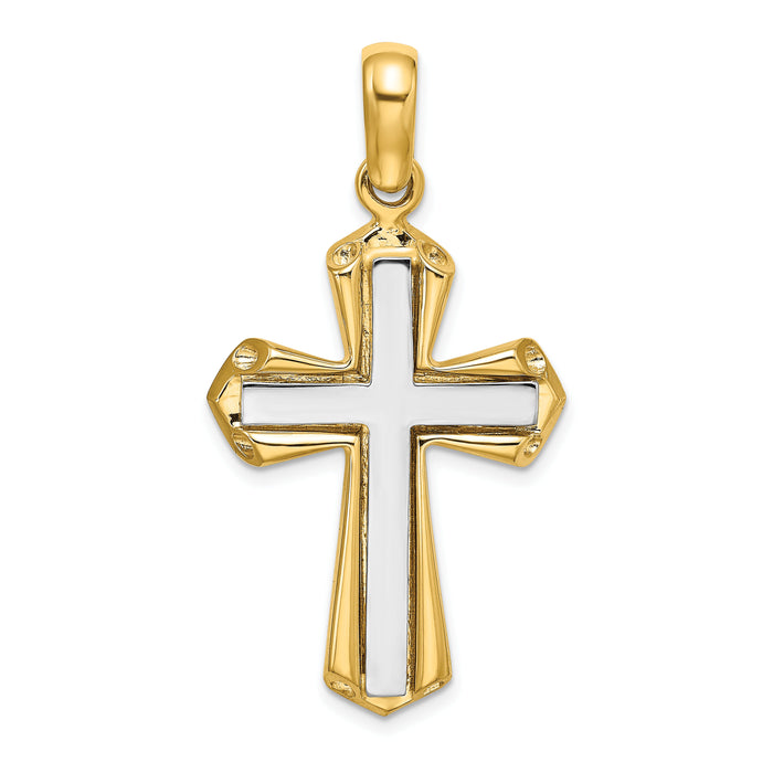14K Two-tone Polished Cross Charm-K9717