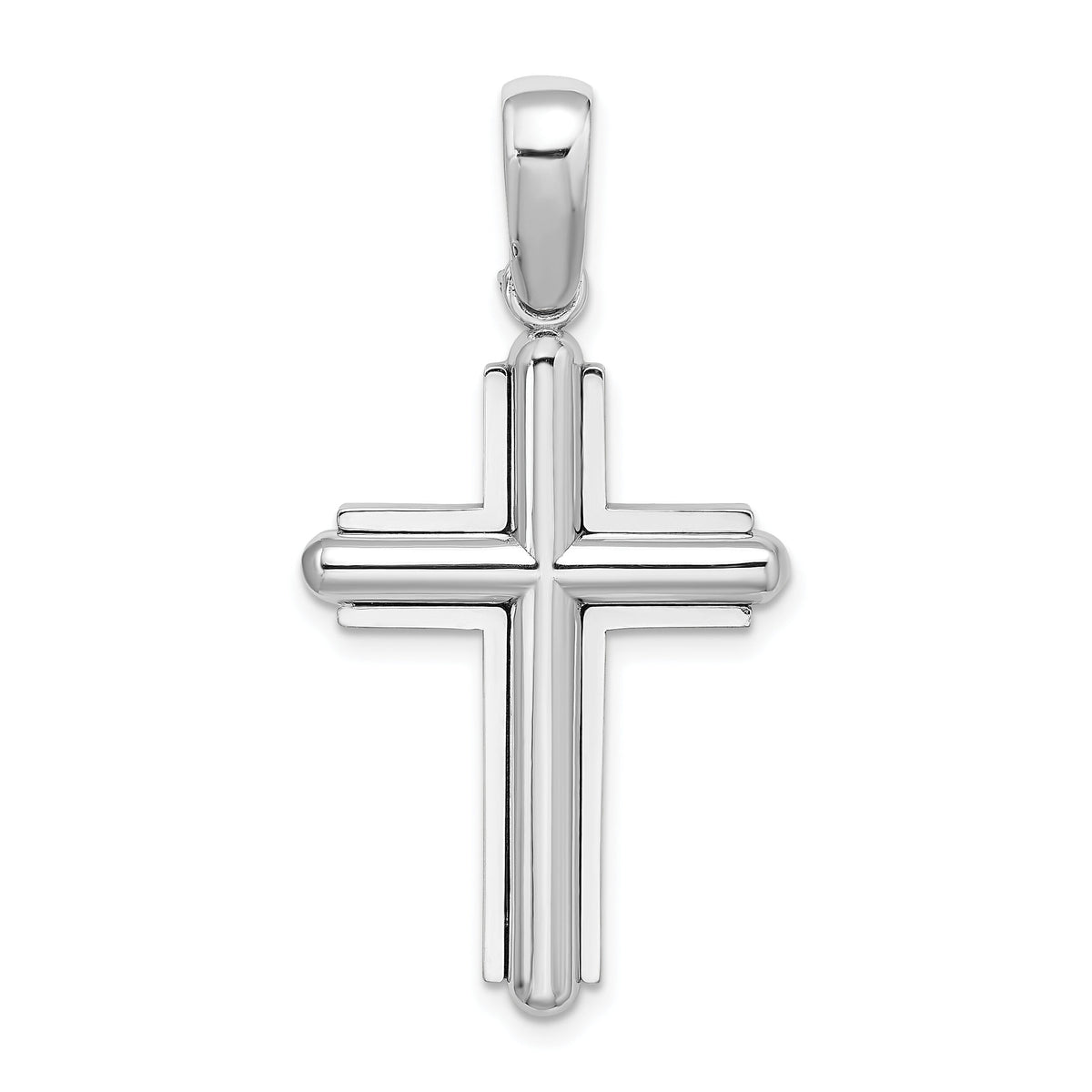 14k White Gold Beveled Cross Charm-K9723W